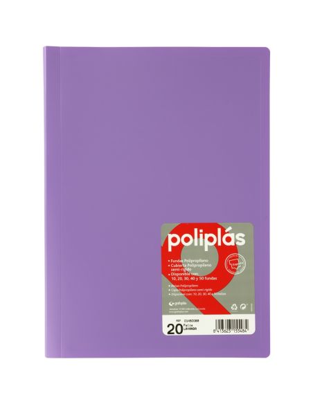 Carpeta 20 Fundas Poliplas Folio Opaco colores Surtidos